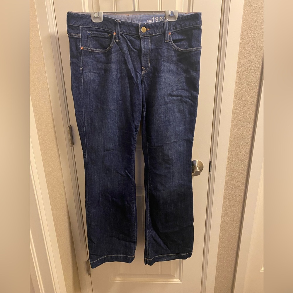 Gap 1969 Jeans 31 12 Long Lean Bootcut Stretch Dark Blue Jeans 12R